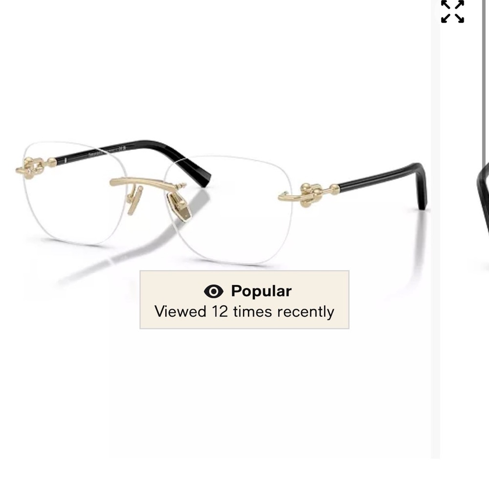 Tiffany & Co. Rimless Eyeglasses with Gold Accents and Black Temples